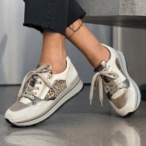 IGI & CO Made in Italy Leopard Print Suede Women's Sneakers Size 38 (Eur) 7 1/2